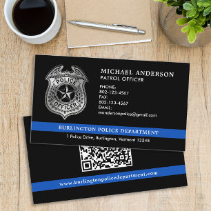 Custom Police Department Thin Blue Line QR Code Business Card