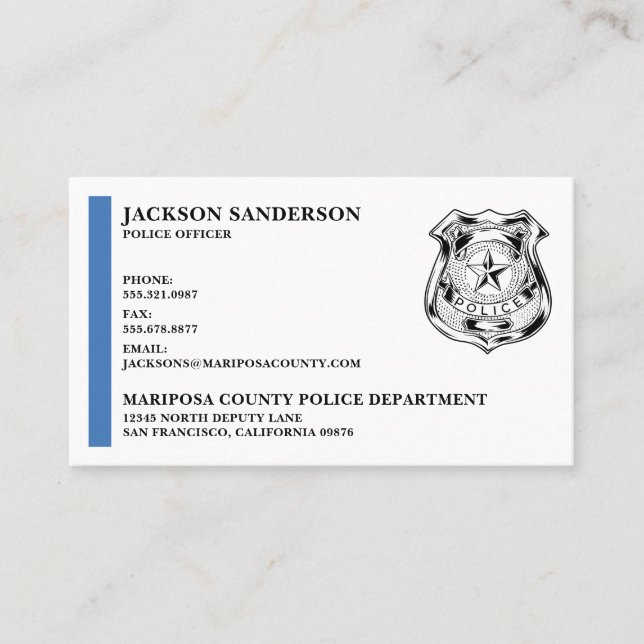 Custom Police Officer Department Law Enforcement Business Card (Front)