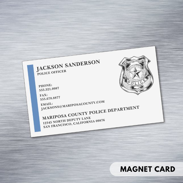 Custom Police Officer Department Law Enforcement Magnetic Business Card (Custom Police Officer Department Law Enforcement Business Card Magnet)