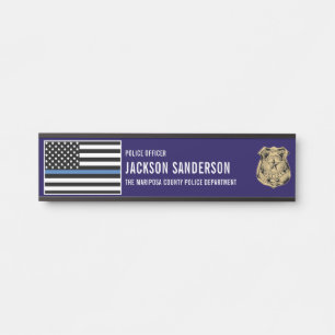 Custom Police Officer Department Thin Blue Line Door Sign