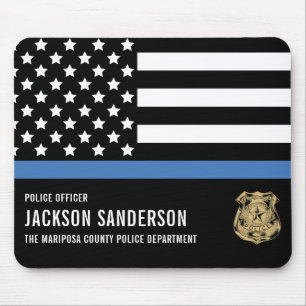 Custom Police Officer Department Thin Blue Line Mouse Mat
