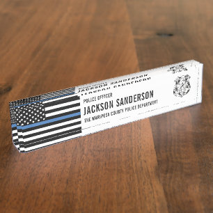 Custom Police Officer Department Thin Blue Line Nameplate
