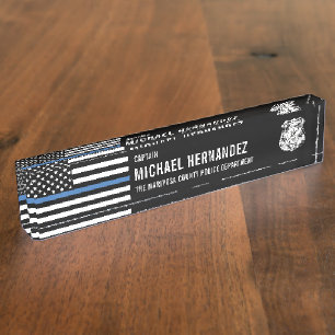 Custom Police Officer Department Thin Blue Line Nameplate