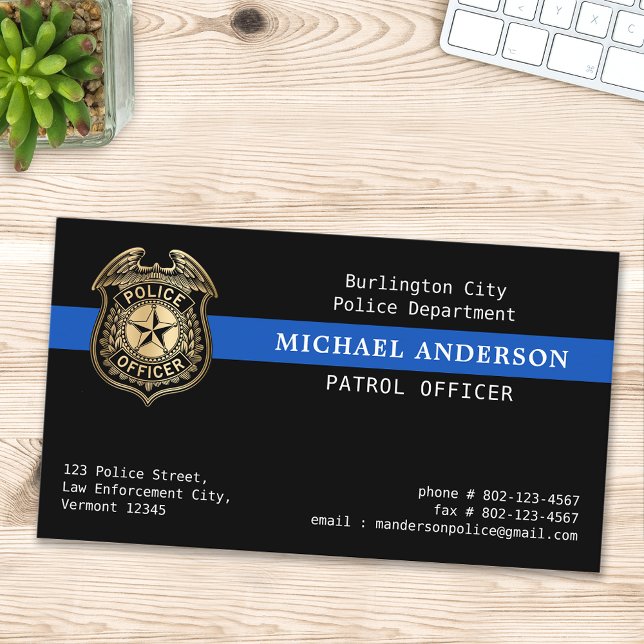 Custom Police Officer Dept Law Enforcement Logo  Business Card (Creator Uploaded)