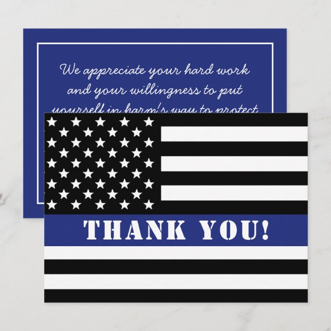 Custom Police Officer Law Enforcement Appreciation Thank You Card (Front/Back)