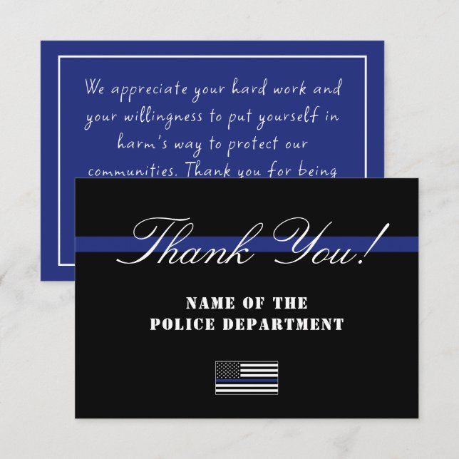 Custom Police Officer Law Enforcement Appreciation Thank You Card (Front/Back)