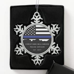 Custom Police Officer Police Academy Graduation  Snowflake Pewter Christmas Ornament