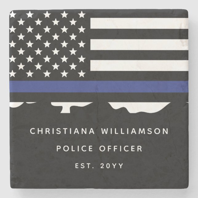 Custom Police Officer Police Academy Graduation  Stone Coaster (Front)