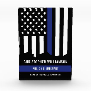Custom Police Officer Thin Blue Line Flag  Photo Block
