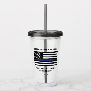 Custom Police Officer Thin Blue Line Police Acrylic Tumbler