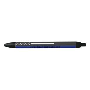 Custom Police Officer Thin Blue Line Police Dept Black Ink Pen