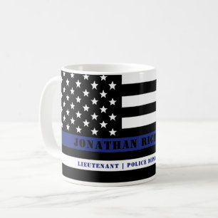 Custom Police Officer Thin Blue Line Police Dept Coffee Mug