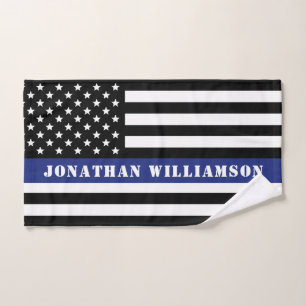 Custom Police Officer Thin Blue Line Police Dept. Hand Towel