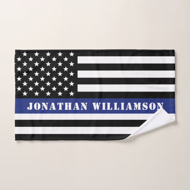 Custom Police Officer Thin Blue Line Police Dept. Hand Towel (Hand Towel)