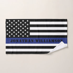 Custom Police Officer Thin Blue Line Police Dept. Hand Towel