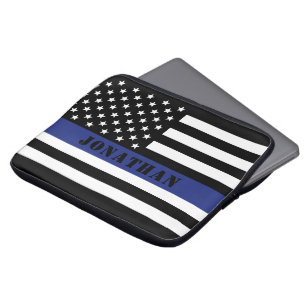 Custom Police Officer Thin Blue Line Police Dept. Laptop Sleeve