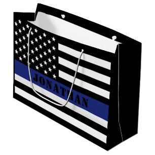 Custom Police Officer Thin Blue Line Police Dept. Large Gift Bag