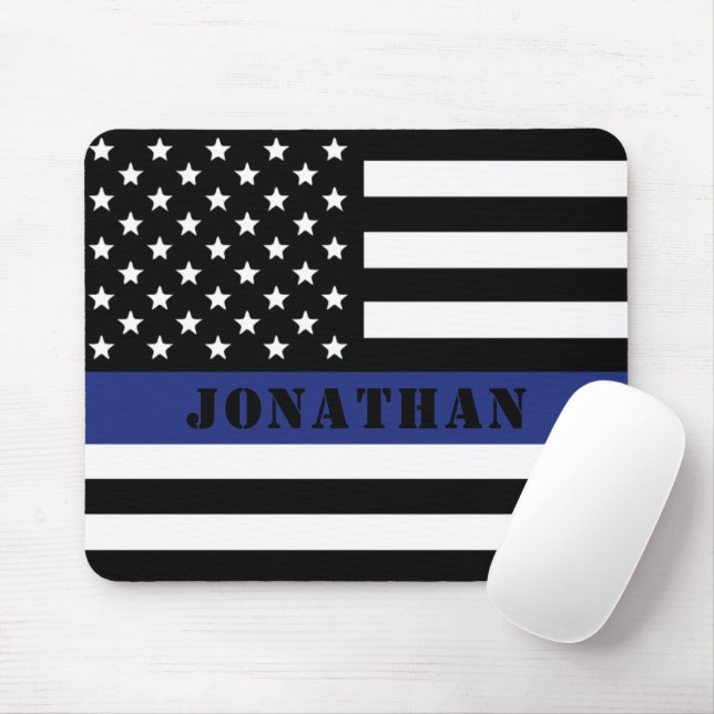 Custom Police Officer Thin Blue Line Police Dept. Mouse Mat (With Mouse)