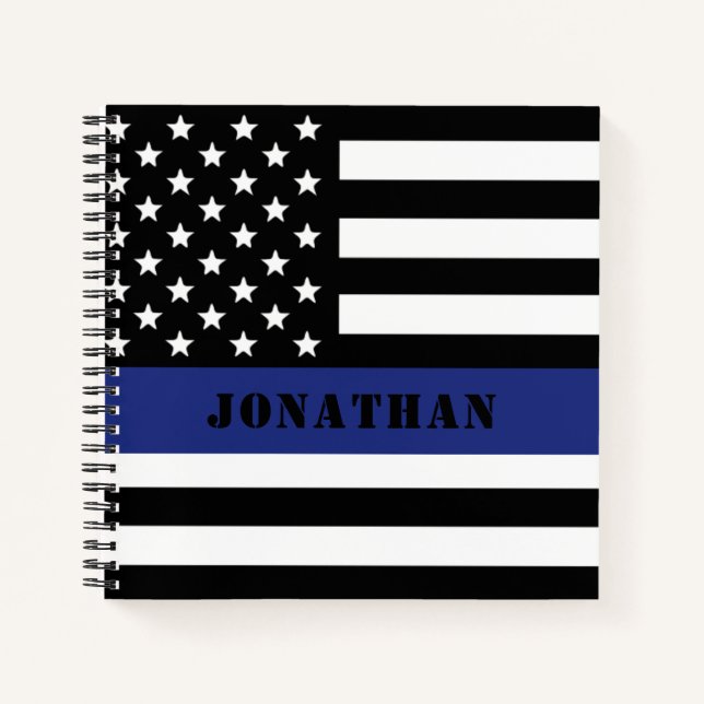 Custom Police Officer Thin Blue Line Police Dept. Notebook (Front)