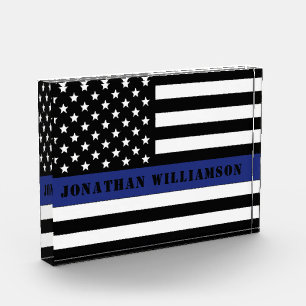 Custom Police Officer Thin Blue Line Police Dept. Photo Block