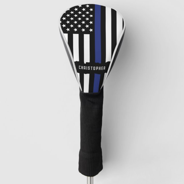 Custom Police Officer Thin Blue Line Police Golf Head Cover (Front)