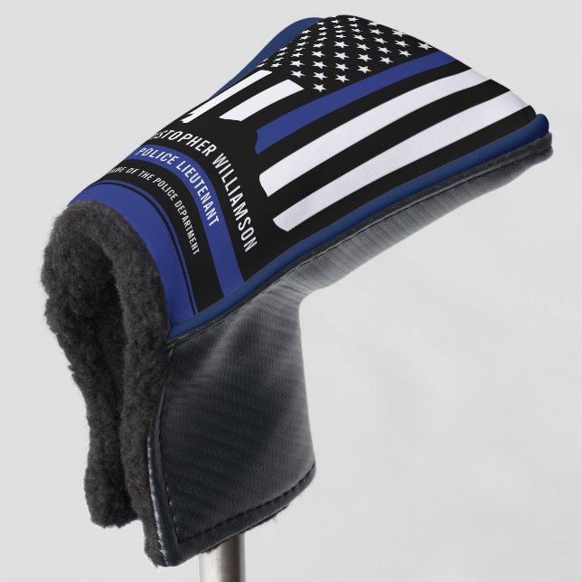 Custom Police Officer Thin Blue Line Police Golf Head Cover (3/4 Front)