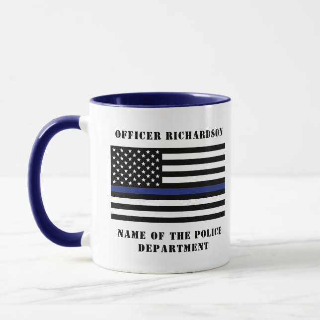 Custom Police Officer Thin Blue Line Police Mug (Left)