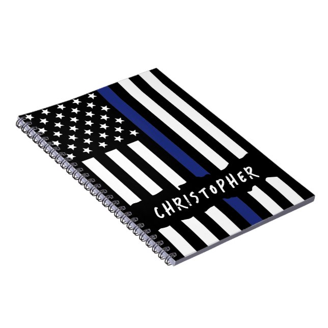 Custom Police Officer Thin Blue Line Police Notebook (Right Side)