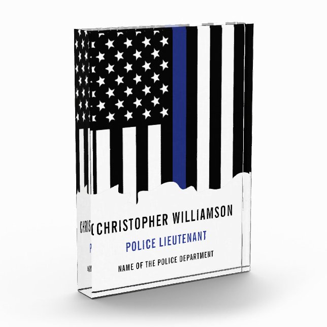 Custom Police Officer Thin Blue Line Police Photo Block (Left)