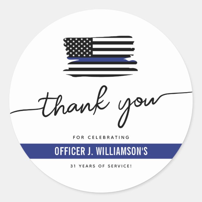 Custom Police Retirement Celebration Classic Round Sticker (Front)