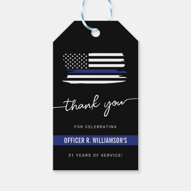 Custom Police Retirement Celebration Gift Tags (Front)