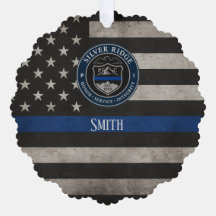 Custom Police Thin Blue Line American Flag