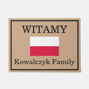 Custom Polish Flag Family Name Door Mat