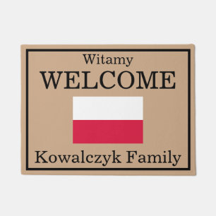 Custom Polish Flag Family Name Door Mat