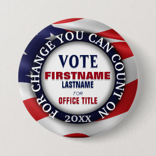 Custom Political Button USA Flag