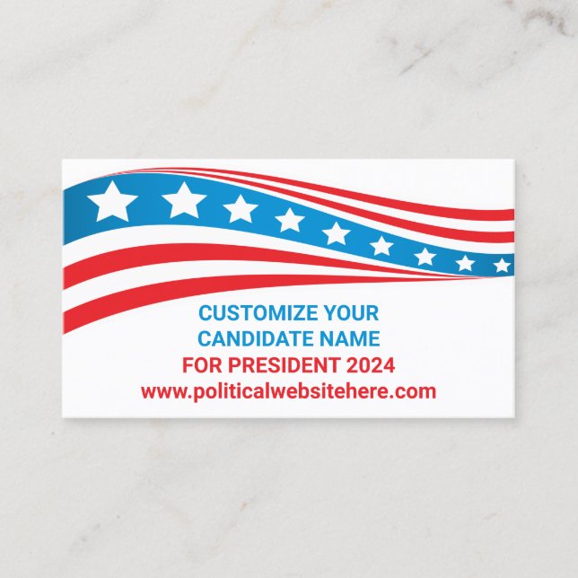 Custom Political Campaign 2024 American Flag Business Card (Front)