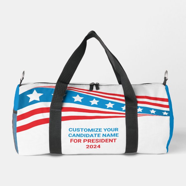 Custom Political Campaign 2024 American Flag Duffle Bag (Back)