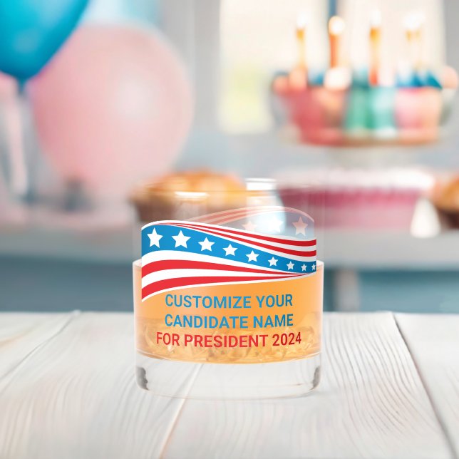 Custom Political Campaign 2024 American Flag Whiskey Glass (Insitu (Baby Shower))