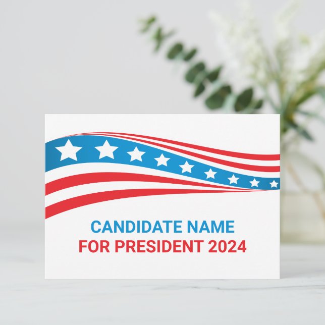 Custom Political Campaign American Flag Card (Standing Front)