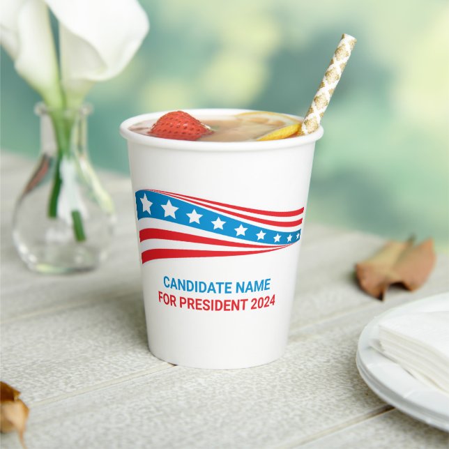 Custom Political Campaign American Flag Election Paper Cups (Insitu)