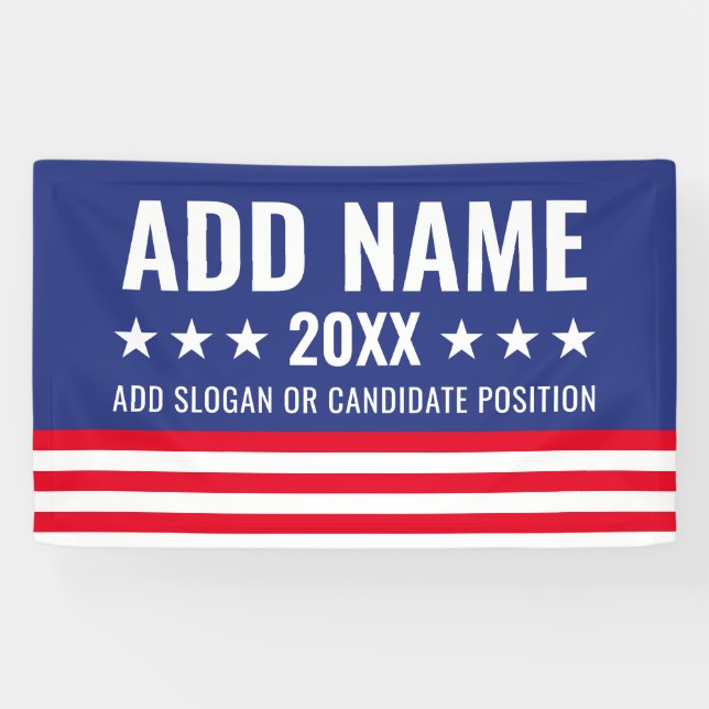 Custom Political Campaign Gear Red White Blue Banner (Horizontal)