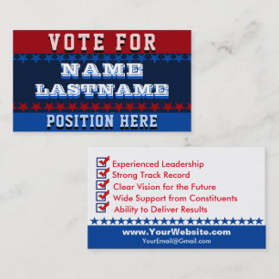 Custom Political Campaign Template Business Card