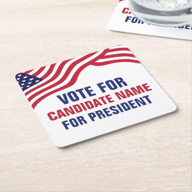 Custom Political Candidate 2024 Election Campaign  Square Paper Coaster (Angled)