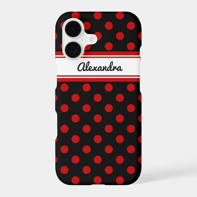 Custom Polka Dot Red Black Background (Back)