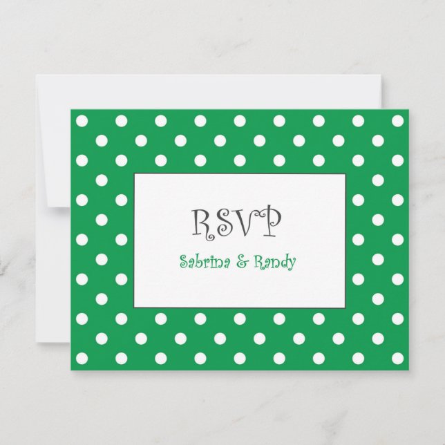 Custom Polka Dot Wedding RSVP Cards (Front)