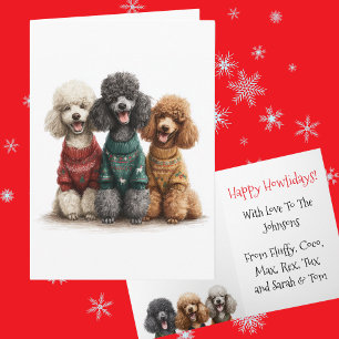 Custom Poodle Christmas Ugly Sweater Holiday Card