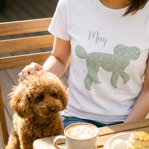 Custom Poodle Name Sage Green Silhouette T-Shirt