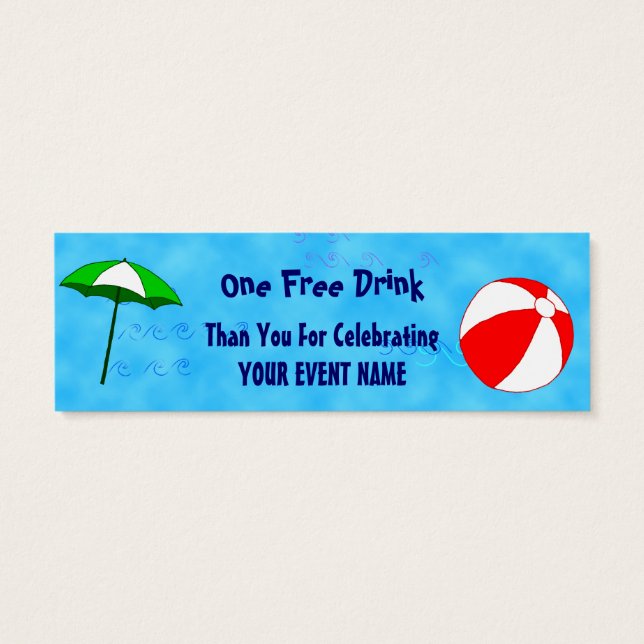 Custom Pool Party Event Drink Ticket (Back)
