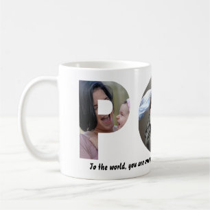 Custom POP 3 Photo Collage Quote Father's Day Coffee Mug