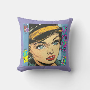 Custom Pop Art Comic Woman Pillow 16x16 90s